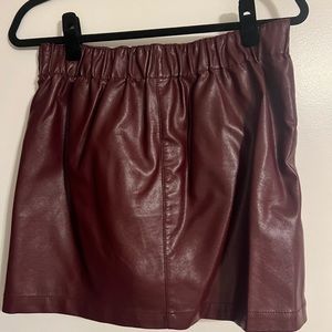 Burgundy faux leather mini skirt